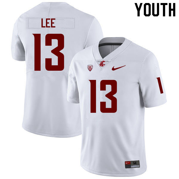 Youth #13 Jordan Lee Washington State Cougars College Football Jerseys Sale-White